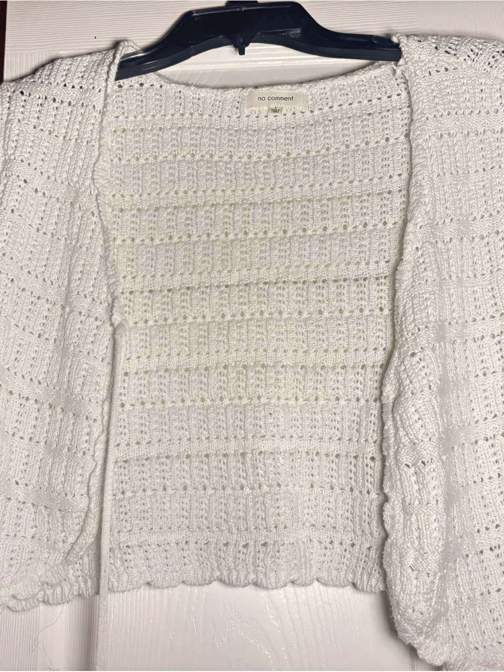 No Comment White Open-Knit Women's Cardigan Sweater